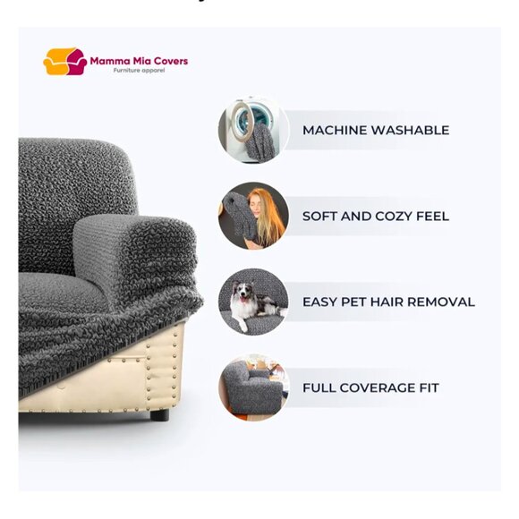 Sofa Slipcover - Stretch Couch Cover - Stylish Cushion Sofa Cover - Picture 7 of 11